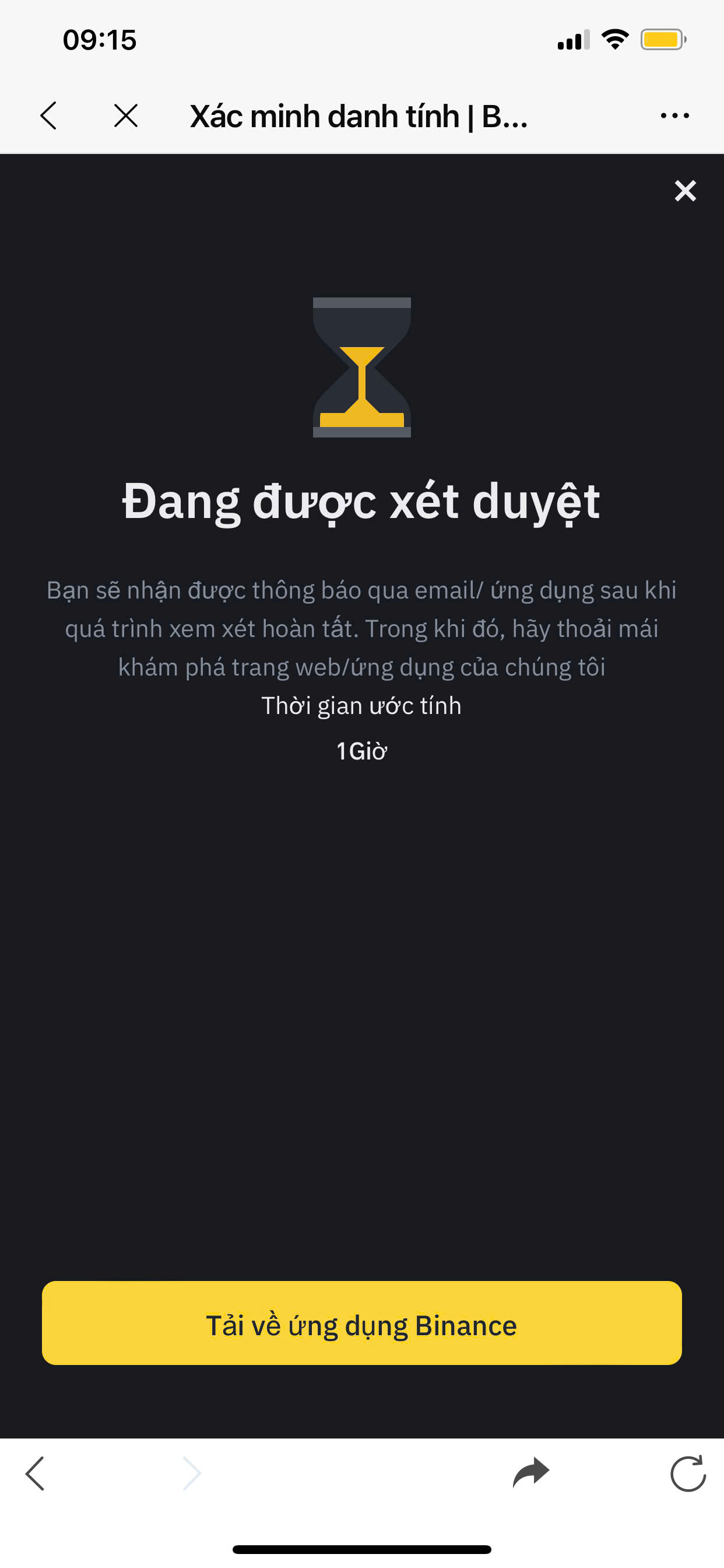 Đợi xét duyệt thông tin - Sàn Binance có uy tín không?